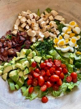 cobb salad with creamy lemon dressing