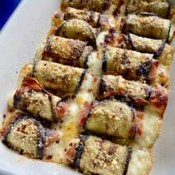 cheesy prosciutto eggplant roll ups