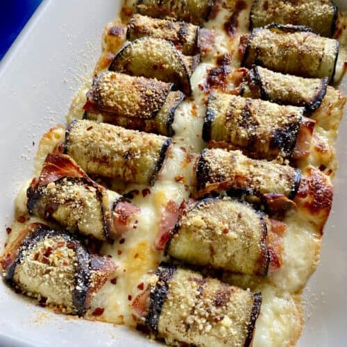 Eggplant Rolls with Mozzarella and Prosciutto (Low Carb) - Hungry Happens