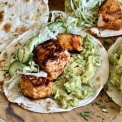 crispy salmon tacos