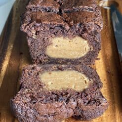 Peanut butter cream cheese filled banana bread