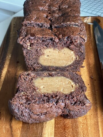 Peanut butter cream cheese filled banana bread