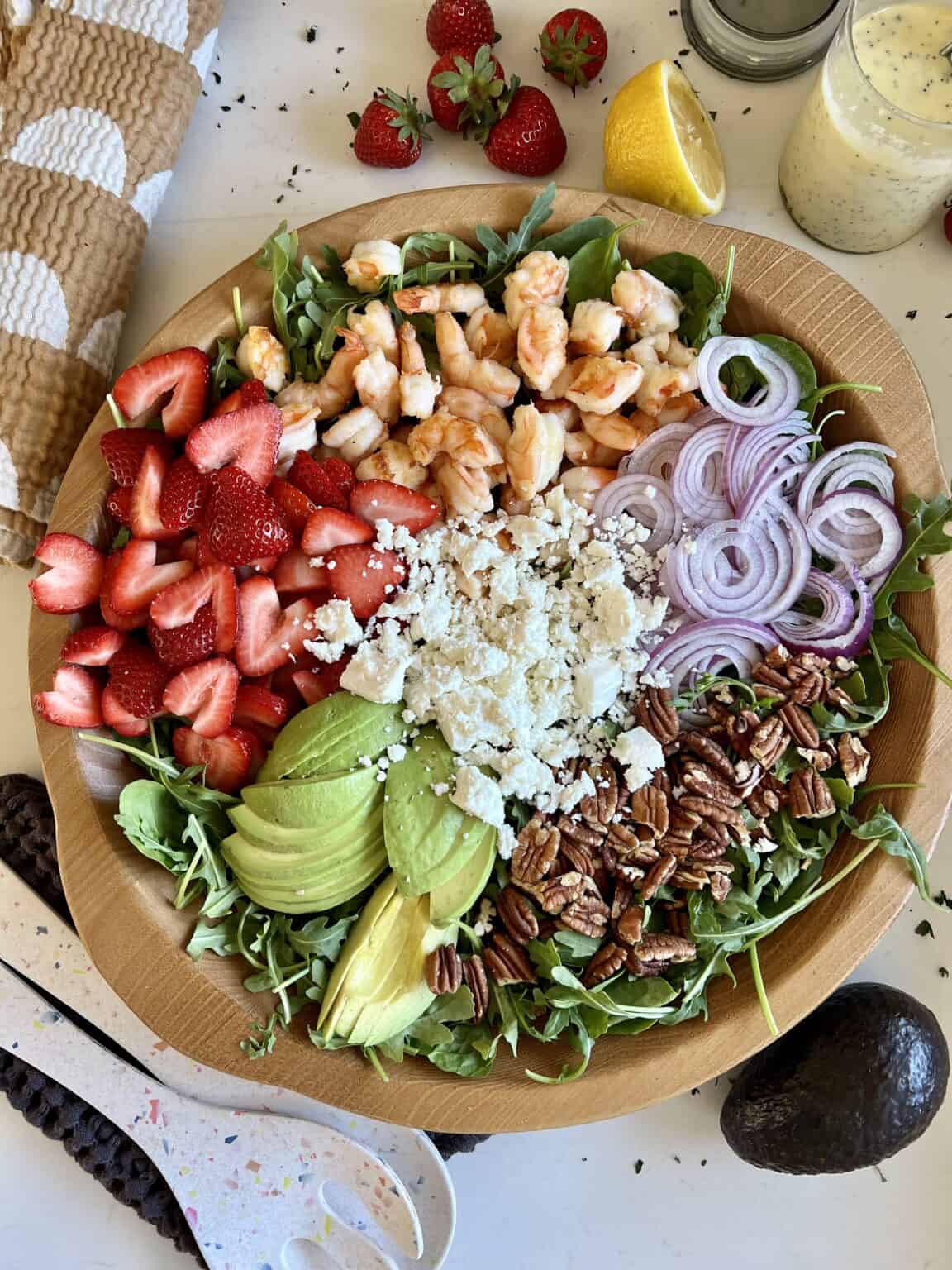 Chopped Shrimp, Strawberry and Avocado Salad with Creamy Lemon Poppy ...