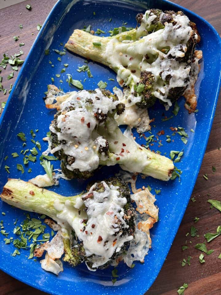 broccoli steaks cheesy