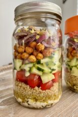 upgraded greek salad in a jar