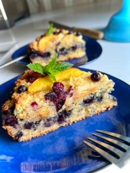 flourless blueberry peach cake