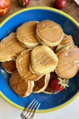 peanut butter peach stuffed pancakes