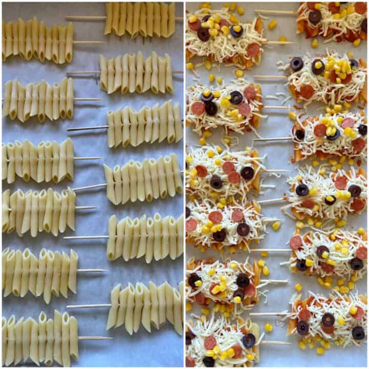 Easy Pizza Pasta Skewers - Hungry Happens