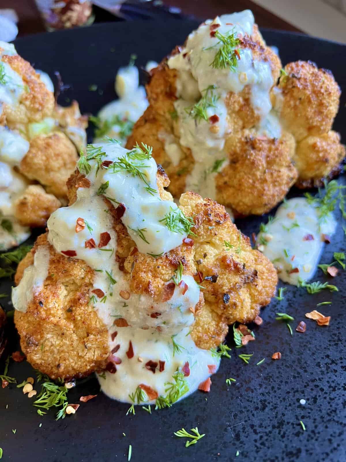 Cauliflower Wedge Salad With Creamy Feta Dressing Hungry Happens