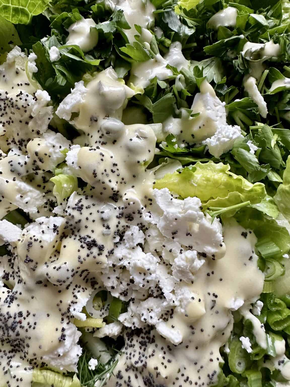 Creamy Prasini Salata (Greek Green Salad) - Hungry Happens