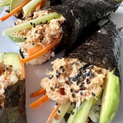 spicy tuna fish sushi cones