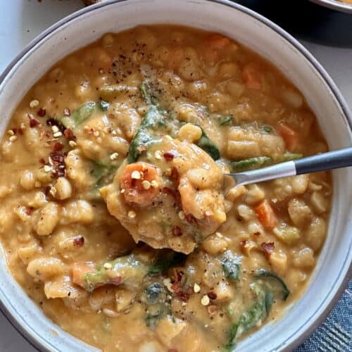 Creamy + Spicy Fasolada (White Bean Soup)