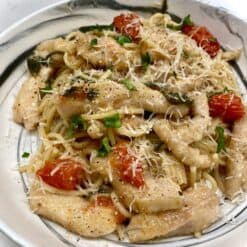 one pan veggie chicken spaghetti