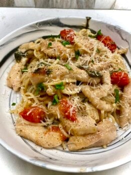 one pan veggie chicken spaghetti