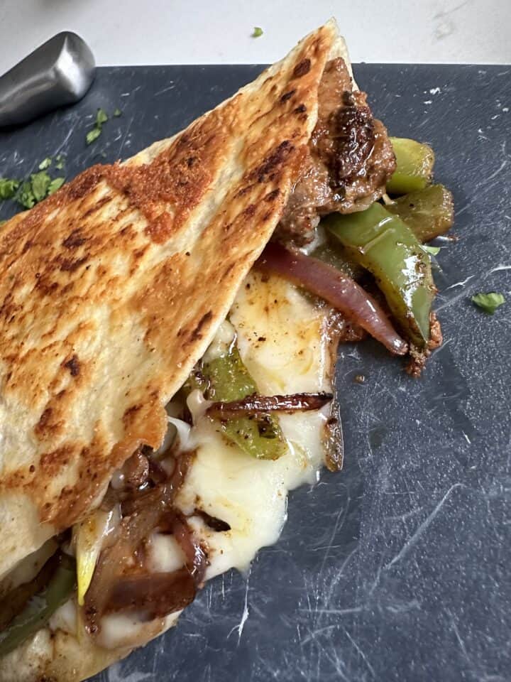Chipotle Philly Cheesesteak Quesadilla with Honey Chipotle Vinaigrette ...