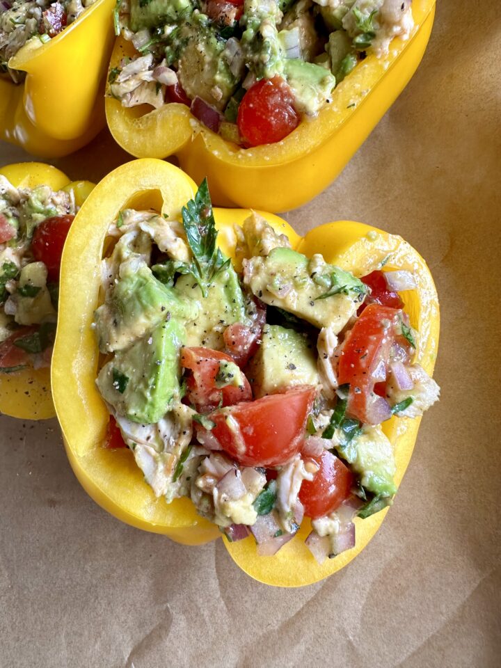 healthy chicken salad bell peppers
