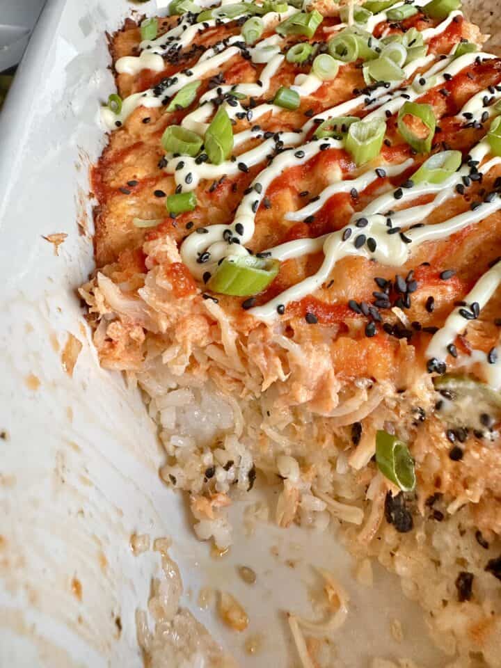 spicy salmon sushi bake