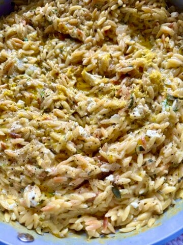 creamy lemon feta zucchini orzo