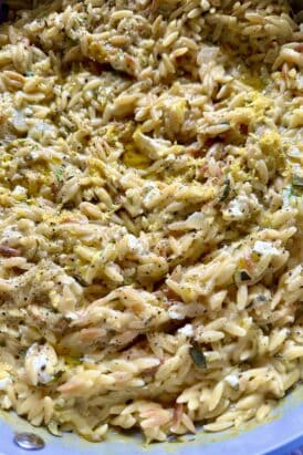 creamy lemon feta zucchini orzo