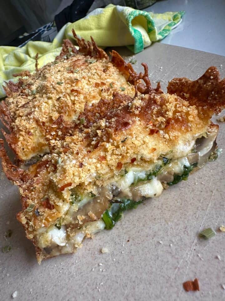 mushroom spinach zucchini lasagna loaf