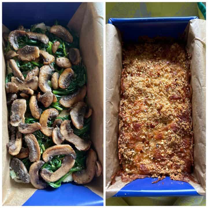 mushroom spinach zucchini lasagna loaf