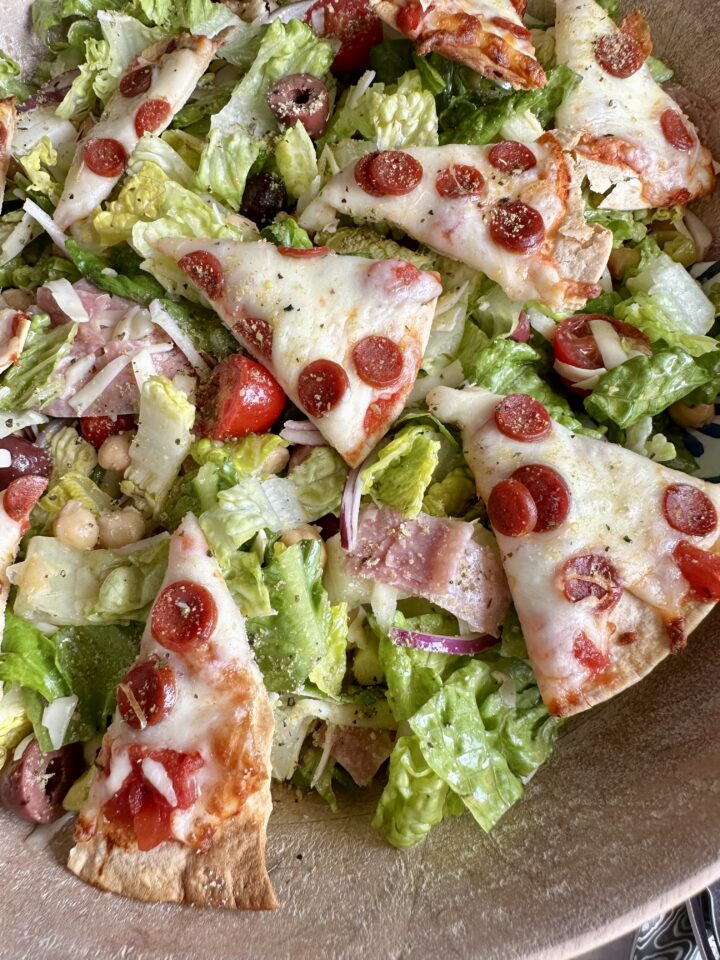 Italian Chopped Salad with Pizza Croutons
