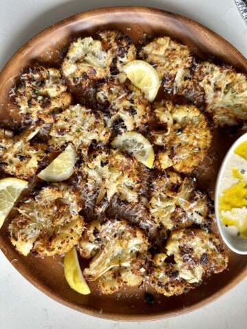 lemon parmesan smashed cauliflower