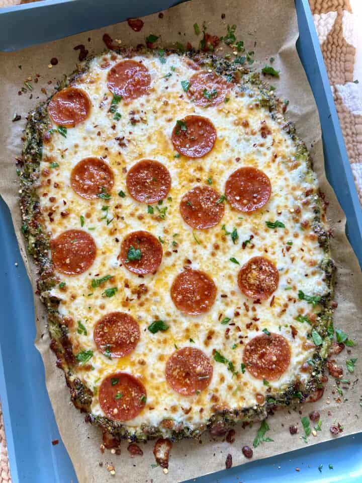 Broccoli Crust Pizza (Low Carb + Gluten Free) - Hungry Happens