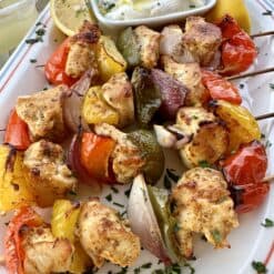 feta marinated chicken souvlaki