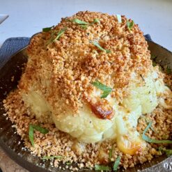 cheesy stuffed cauliflower head