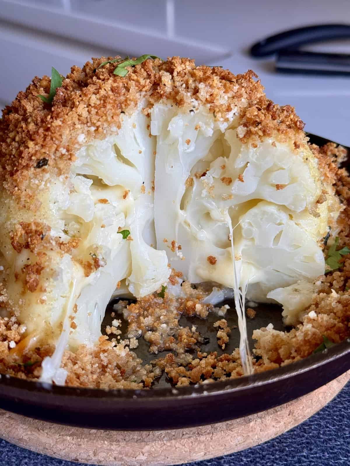Cheesy Stuffed Cauliflower Head Hungry Happens