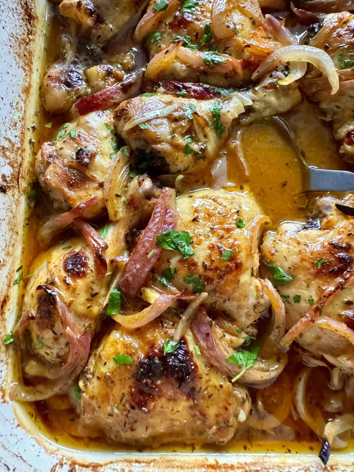 One Pan Greek Honey Mustard Chicken Recipe - Hungry Happens