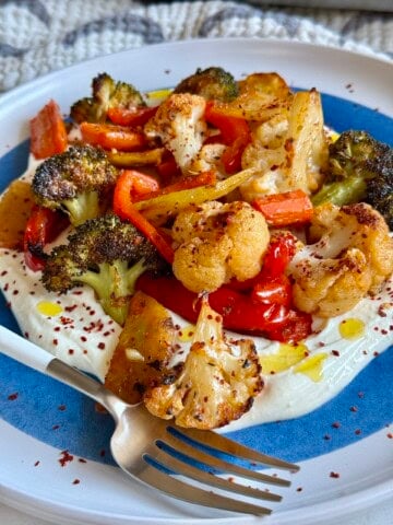 garlic roasted veggies with whipped feta