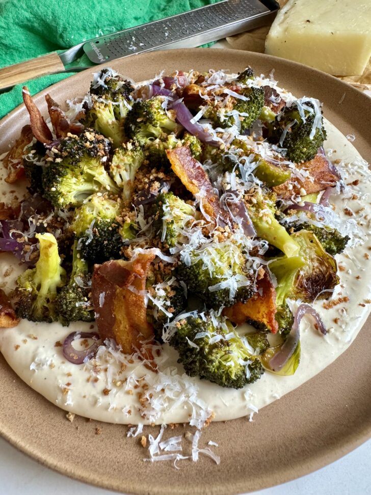 roasted broccoli brussel sprouts caesar salad