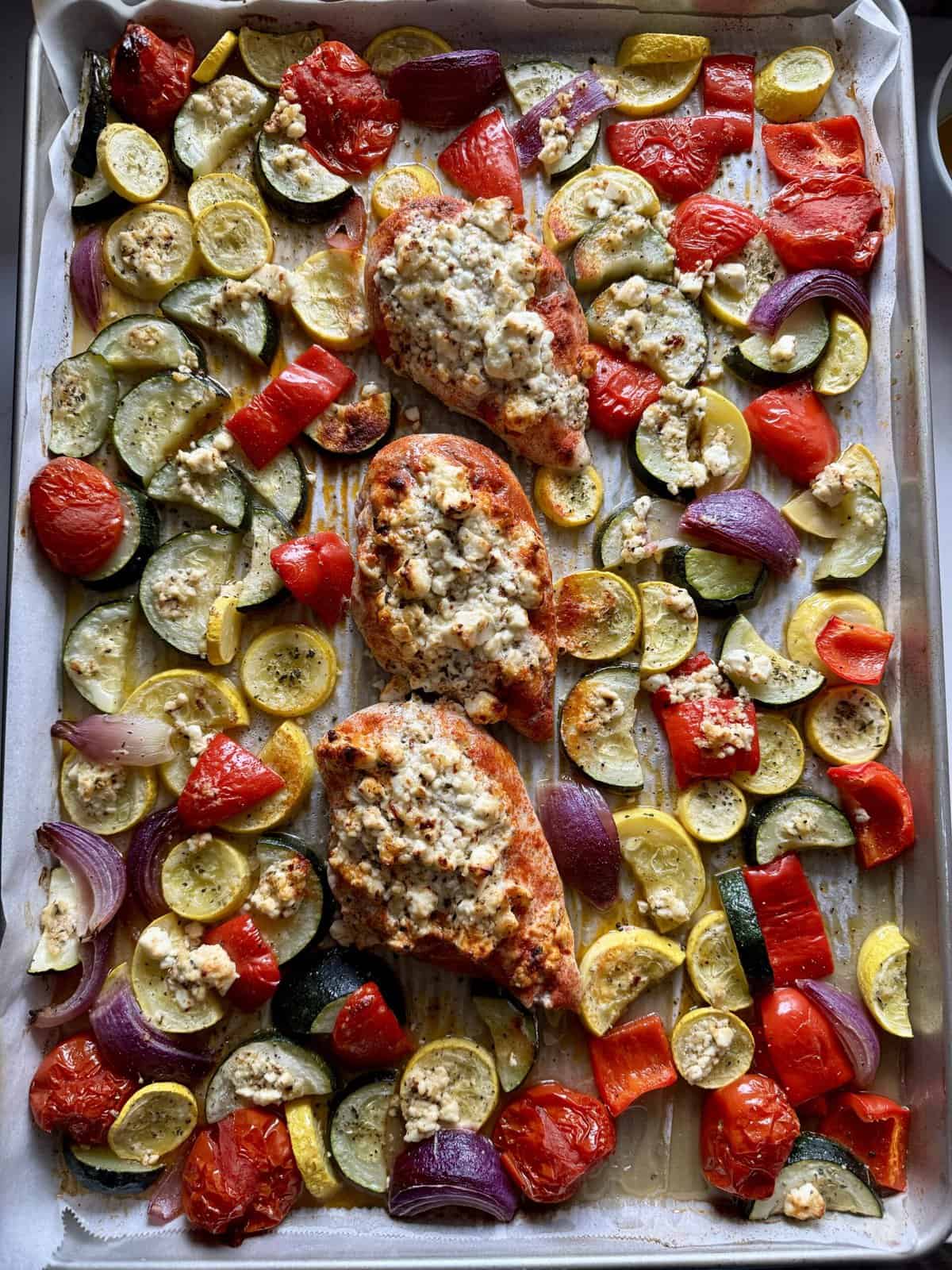 Greek Sheet Pan Feta Chicken and Veggies