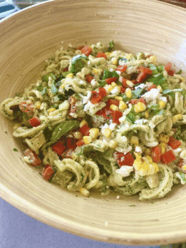 Grilled Vegetable Pasta Salad with Creamy Feta Green Goddess Dressing