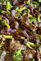 sheet pan garlic ginger beef and broccoli