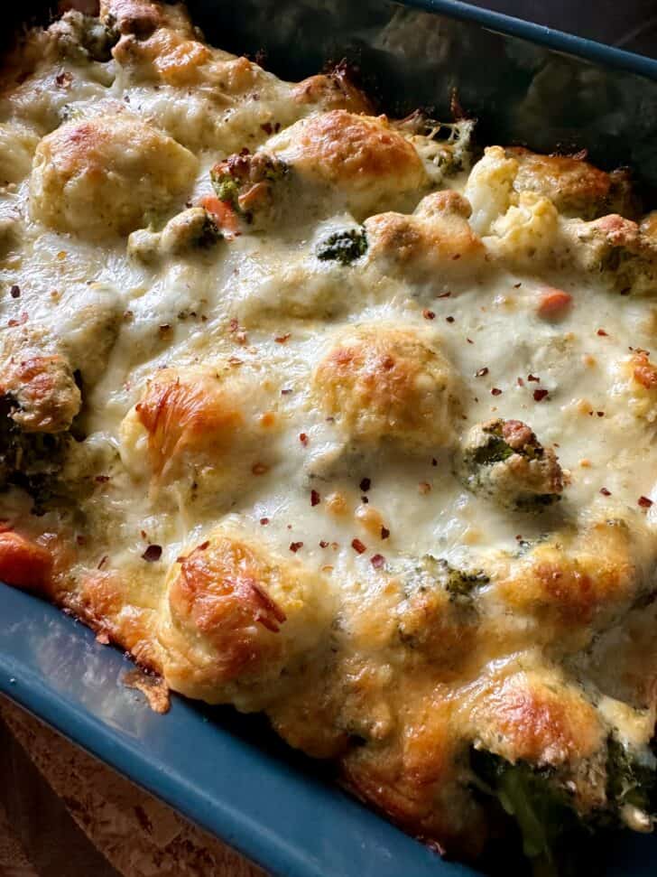 Creamy Pesto Vegetable Bake