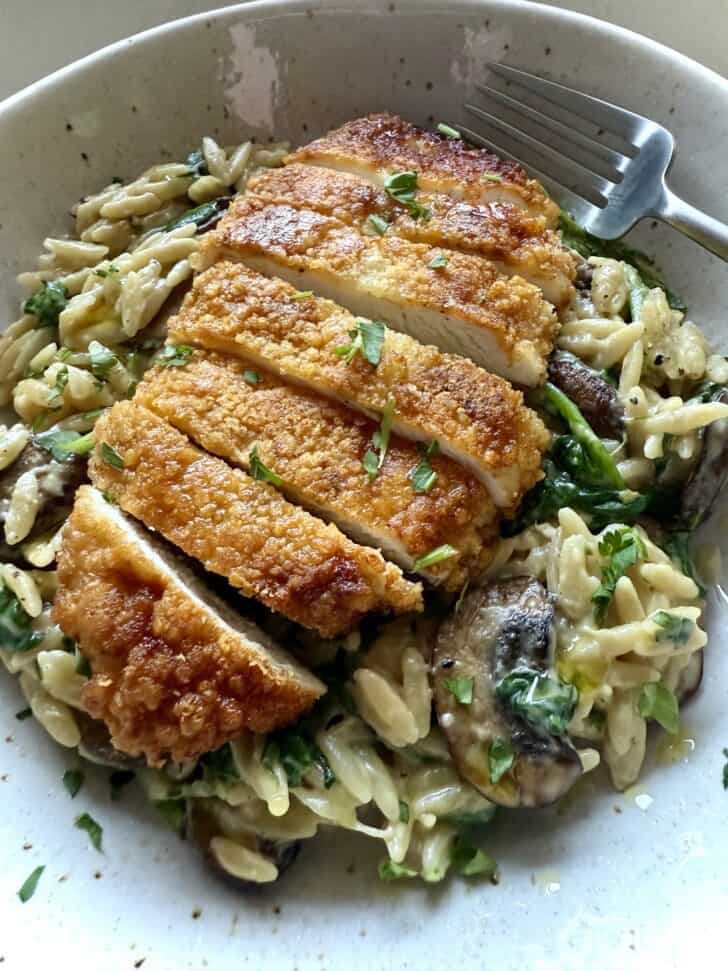 creamy mushroom and spinach orzo