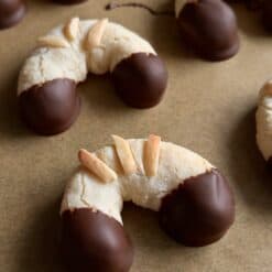 chocolate dipped almond horn cookies