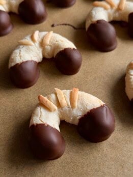 chocolate dipped almond horn cookies