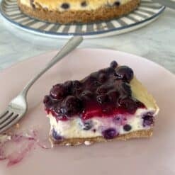 healthier blueberry cheesecake with almond crust