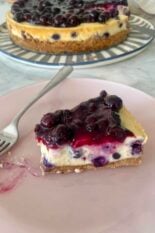 healthier blueberry cheesecake with almond crust