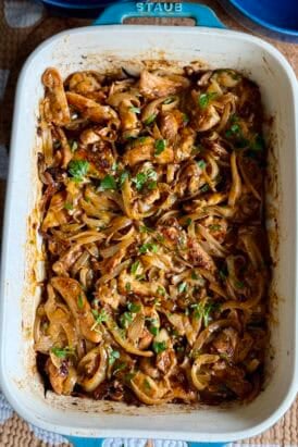 baked caramelized onions + chicken