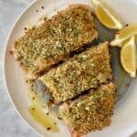 sesame-garlic crusted salmon
