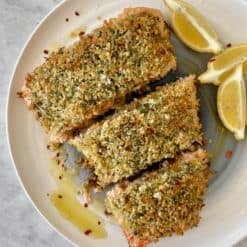 sesame-garlic crusted salmon