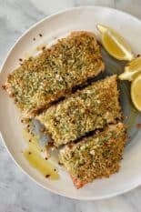 sesame-garlic crusted salmon