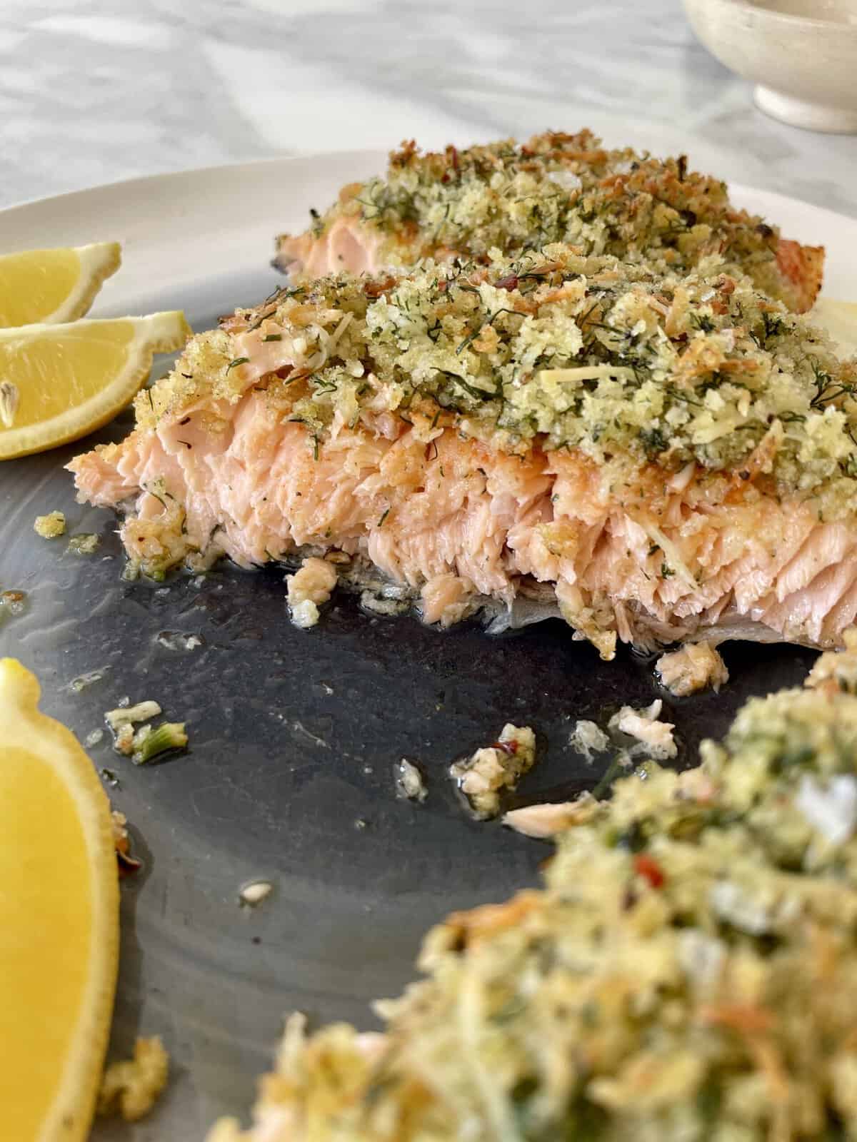 Sesame-garlic crusted salmon