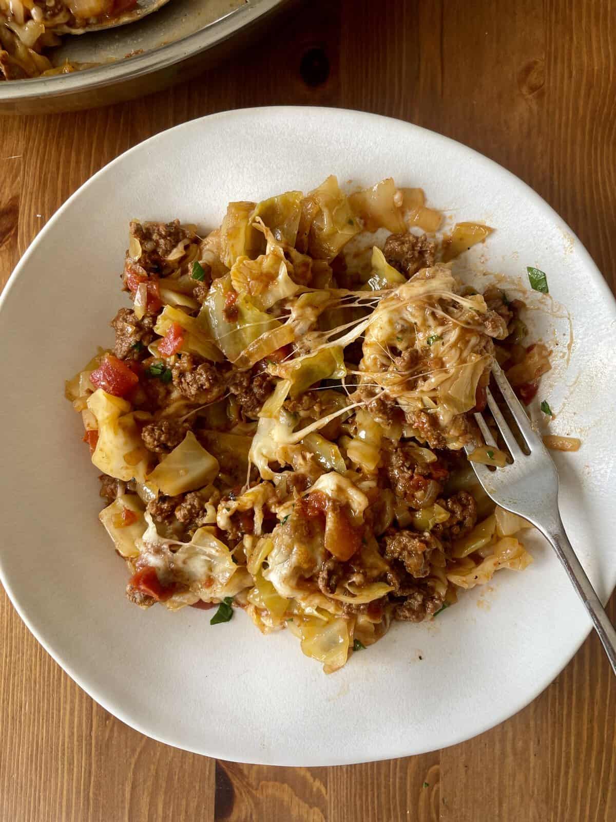 Cheesy Beef and Cabbage Skillet