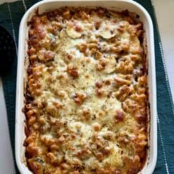 high protein italian beef and pasta bake